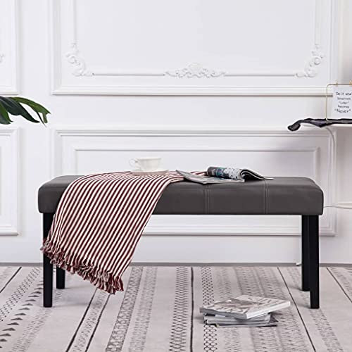 Makastle Esszimmerbank, gepolsterte Sitzbank, Küchenbank, Sitzbank, Betthocker, Sitzhocker, Garderobenbank, Flurbank, Beistellbank, Polsterbank für Esszimmer, Wohnzimmer, Flur, 106 x 43 x 46 cm Grau