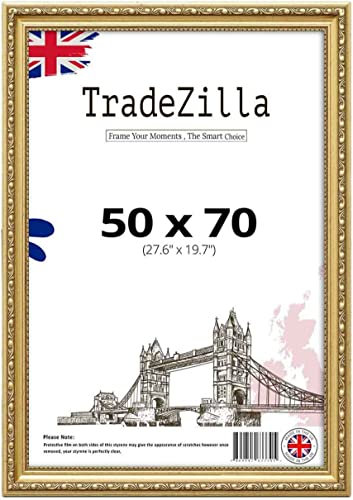 TradeZilla Large Vintage Style Ornate 50x70 cmSize Shabby Chic Gold -Handmade Picture/Photo/Poster Frame Wall Art Hanging Frame - Shabby Chic Wall Gallery Décor -50X70 CM (27.6X19.7)