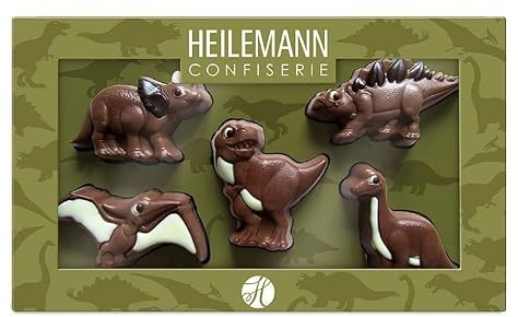 Heilemann Schokoladen-Figuren Themenpackung, Geschenkpackung Edelvollmilch, 100 g (Dinosaurier)