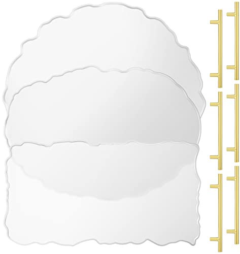3 x Harz-Tablett-Formen und 6 x goldfarbene Griffe, unregelmäßiges Gießen, Achat, Epoxidharz, Formen für Bastelarbeiten, Kunstachat, Servierbrett, Heimdekoration