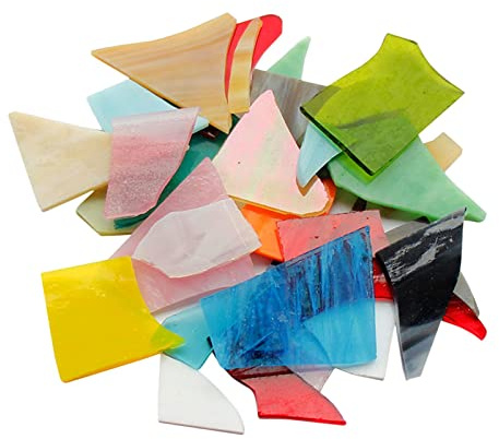 harayaa 500g Bunte Glasstücke Mosaikglas, Transparente Mica Splitter für DIY Bastelprojekte
