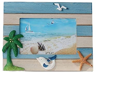luckxuan Fotorahmen/Bilderrahmen Ocean Style 6-Zoll-Fotorahmen Kreative Desktop-Dekoration Fotorahmen Holz-Display-Rahmen Leerrahmen (Color : C)