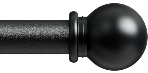 gardinenstange schwarz 71-223 cm, wandmontage gardinenstangen set mit Halterungen, Dekorativ 16mm schwarz matt gardinenstange 2.2m lang