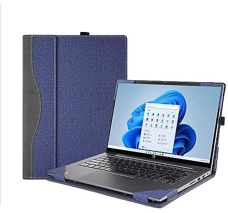 Laptop Cover Case for HP Envy x360 15.6'' 15-fe/fh/ew/ey & for Pavilion x360 Convertible 15-er 15t-dw Sleeve,PU Leather Protective Shell Notebook PC Bag with Pen Holder(Dark Blue)