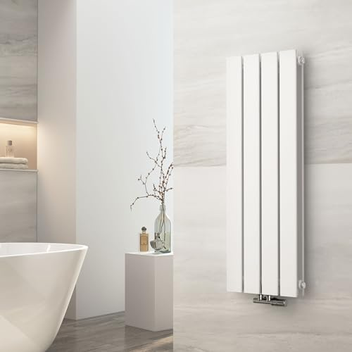 EMKE Design Heizkörper Klein, 900x304 mm Vertikal Flachheizkörper mit Mittelanschluss, Doppellagig Weiß Paneelheizkörper Wandheizkörper für Bad, Schlafzimmer & Wohnzimmer, 559W
