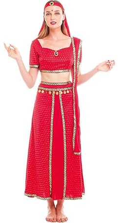 Partilandia Disfraz de Hindú Bollywood Fucsia para mujer Talla M