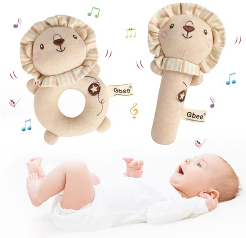 2 Pcs Soft Rattle Toys for Babies 0-6 Months,Baby Soft Rattle Sensory Toys,Plush Animal Hand Rattles Toys,Babies Sensory,Early Developmental Newborn Baby Birthday Gifts,Girls Boys Babies