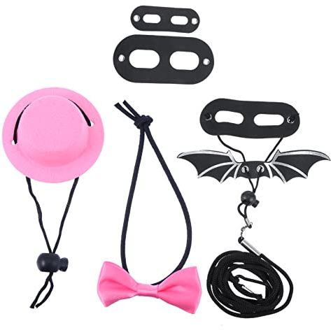 DOITOOL 1satz Reptil Kostüm Für Eidechsen Leine Hut Und Fliege Für Valentinstag Atmungsaktiv Leicht Für Partys Und Fotoshootings Pinkes Design Für Stilvolle Auftritte
