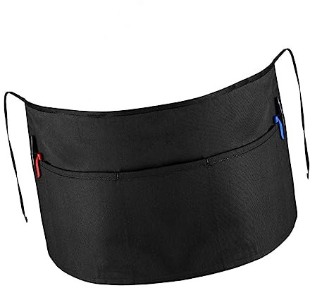 VINTORKY Strapazierfähige Halbschürze Mit Taschen Für Erwachsene Kurze Servierschürze Schwarz Für Zuhause Restaurants Cafés Hochzeiten Und Mehr Hochwertiges Langlebiges