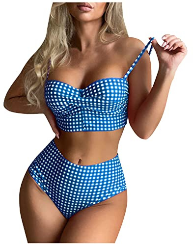 SCBFDI Badeanzug Damen Bauchweg Hoher Taille Bikinisets Urlaub Must Haves | Sportliche zweiteilige Badeanzüge Farbblock Frech Hoch geschnittener Bikini Badeanzüge für Frauen