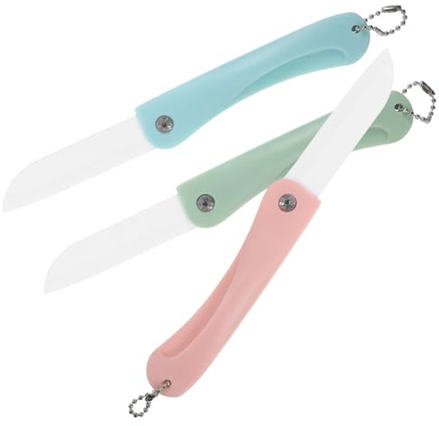 Mikinona 3 Stück Klappbare Keramik Obst Und Gemüsemesser Lebensmittelechte Klingen Leicht Und Tragbar Für Küche Und Reisen Obstschneider Gadget