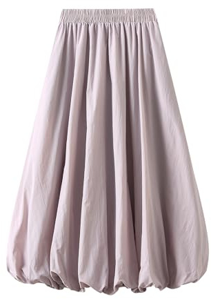 Owegvia Jupes longues ballons élégantes pour femmes taille haute couleur unie jupes trapèze décontractées jupes fluides noix de coco fille esthétique, violet, taille unique