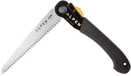 Alpen Bernina 6195 - Sega pieghevole diritta in acciaio cromato, diametro 95 mm, doppia posizione di blocco, per potatura, vigneti, paesaggistica, giardinaggio, codice BERNINA6195/1