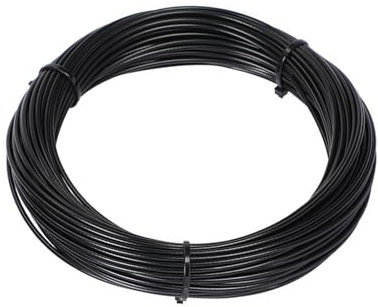 Aoktorkit Cuerda de alambre de acero inoxidable de 10 m con revestimiento negro de 1,5 mm, núcleos de 7 x 7 hebras, cable de alambre de acero para plantas trepadoras de jardín