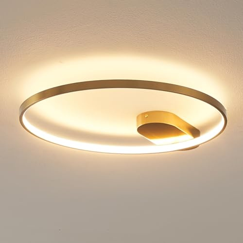 KOSILUM - Deckenleuchte Goldkreis 50 cm - Evelia - warmweißes Licht Beleuchtung Wohnzimmer Schlafzimmer Küche Flur - 3400 lm - LED integriert - IP20