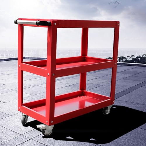 YCOVSFP Praktischer Servicewagen, Robuster Werkzeugkasten, 150 Kg, Werkzeugwagen Mit Rädern, Werkzeugaufbewahrungs-Organizer for Lager, Garage Und Werkstatt(Red)