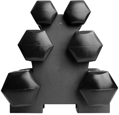 Gallant Weights Dumbbells Set With Rack - 12kg Hex Dumbbells Set for Women and Men - Home Gym, Pilates, Fitness Training - Hand Free Weights Set (1kg, 2kg, 3kg Dumbbell Pair - Black)