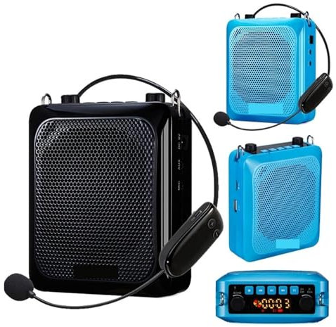 YQVEOT Amplificador de Voz para Profesores, Amplificador De Voz Portátil Mini Altavoz De Audio con Micrófono Inalámbrico UHF For Profesor para Profesores, Entrenadores y oradores públicos(Blauw)