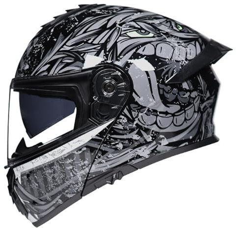 VVPEC Motorradhelm Klapphelm für Motorräder Integrierter Motorrad Helm Modularer Motorrad Helm mit Doppelvisier Sonnenblende ECE Zertifiziert Rollerhelm Sturzhelm für Damen und Herren(15,M=57~58cm)