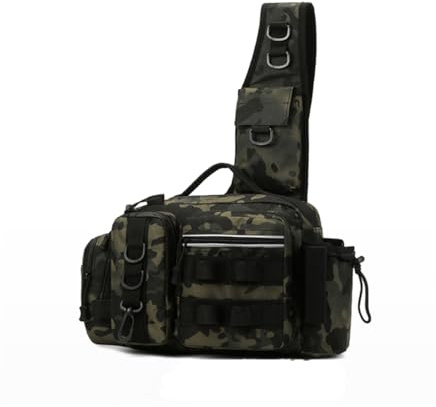 Angel-Hüfttasche für Herren, multifunktionale Angelrutentasche, große Kapazität, Freizeit-Rucksack, leicht, taktische Crossbody-Tasche zum Angeln und Wandern, grün, modisch