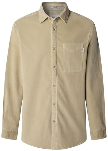 Pepe Jeans herr Clayton skjorta, brun (sten beige), L, Brun (sten beige), L