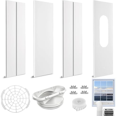 4PCS Klimaanlage Fensterabdichtung Platte Mobile,Verstellbare Fensterabdichtung Klimaanlage für Mobile Klimageräte Schiebetür Fensterdichtungsplatte,Rolladen Abluftschlauch mit Fenster Adapter
