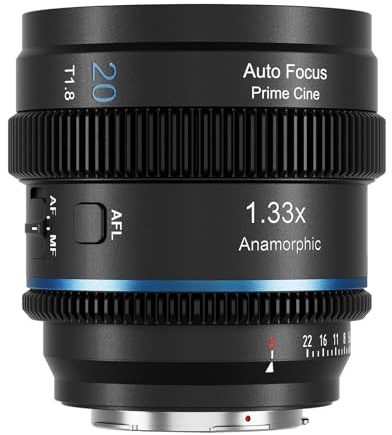 SIRUI 20mm T1.8 1,33X Objectif Anamorphique Autofocus, APS-C/S35, Idéal Portrait, vlogging, Cinéma, Grand Angle Focale Fixe pour Montures M4/3, GH5, GH6, GH7, G9/G9M2, OM1, OM5, EM5 (Blue Flare)