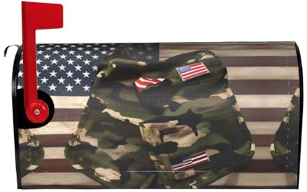 Camo American Flags Print Mailbox Covers,Outdoor Spring Decor,Unique Design For Easy Recognition And Protection