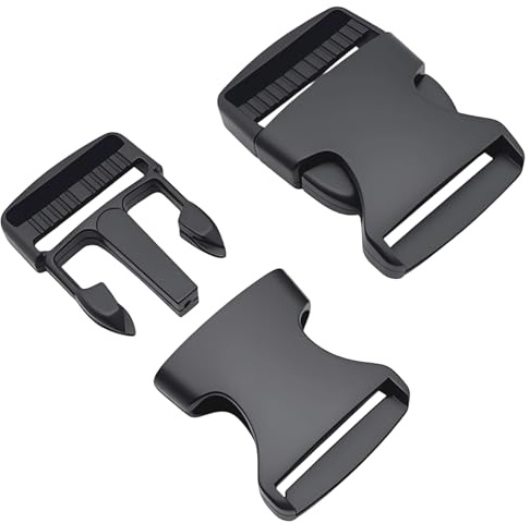 LEMLIN 38mm Steckschnalle,Doppelseitiger Kunststoff Klickverschluss (2 Stück),Verstellbare Rucksackschnalle für Reparatur und DIY,Robuster Steckverschluss für Rucksäcke,Gepäckgurte (Schwarz)