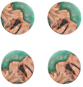 Set di 4 sottobicchieri in legno con resina epossidica, rotondi e moderni, per tavoli, decorazione per la casa con motivo casuale in legno
