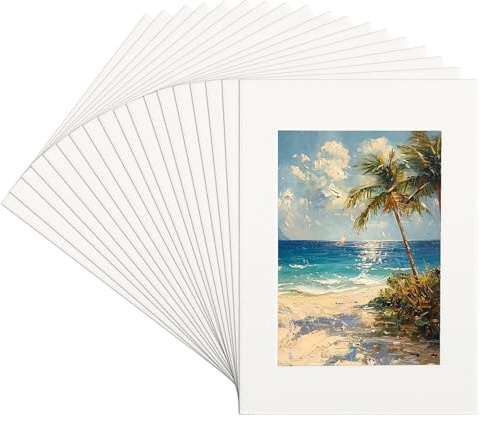 CIATBYYJ 18 Stück 12.8x17.8cm Passepartout Karton,Glätte Papier Bilderrahmen,Weiß Bilderrahmen Pappe,Aufhängen Bilderrahmens Passepartout für den Schutz von Fotos in Dekorativen Rahmen