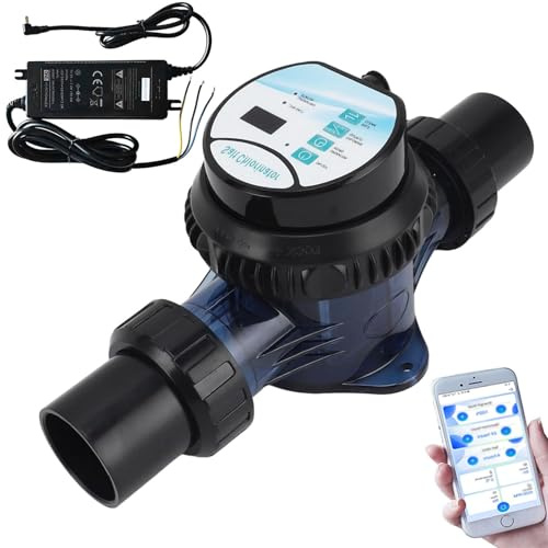 Chlorateur de piscine, système de chloration au sel, générateur de chlore au sel 2/4/6/8/10g/h, avec autonettoyage et contrôle app, sortie réglable de 25 à 100%, pour piscines jusqu'à 10-50m³,8g/h