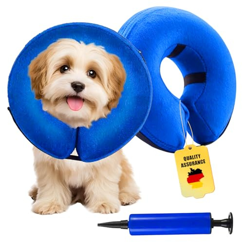Aufblasbare Halskrause Hund, Katze Einstellbarer weich Halskrause, Schutzkragen Hund, Verstellbarer Schnalle, Leckschutz Schutzkragen, Haustier Elisabethanischer für Sicht Nicht Blockiert, S