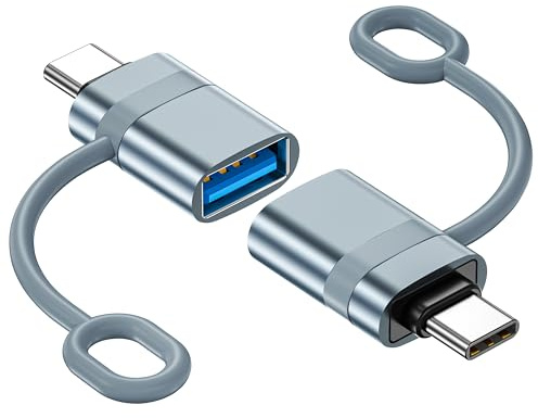 Adaptateur USB C vers USB 3.2 (Lot de 2), 10Gbps Adaptateur USB C Mâle vers USB A Femelle OTG, Convertisseur Type C Compatible avec iPhone 17 16 15 Pro Max, MacBook Pro/Air, iPad,Galaxy S25/S24 etc