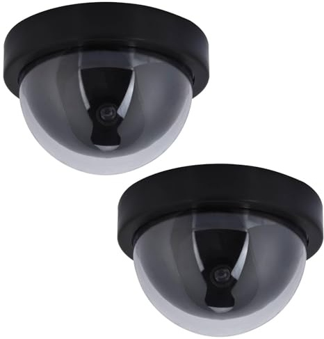 Dummy Fake Camera, 2PCS MR02Y Realistic Dummy Surveillance CCTV for Outside Decoy Camera with Screws with LED Light
