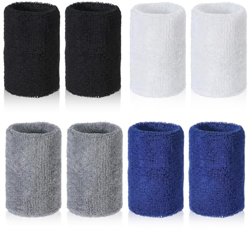 8 Pcs Sweat Band Wristbands Elastic Wrist Bands for Sweat Sports Wristbands for Basketball Tennis Football Running Outdoor Sports