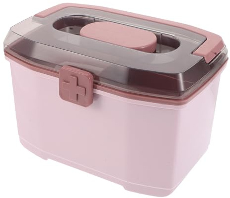 DIYEAH Boîte à Pharmacie Familiale Portable avec Poignée Compartiments Multiples Plastique Résistant Anti-Poussière Trousse de Rangement pour Remède Organiseur de Piluliers Maison
