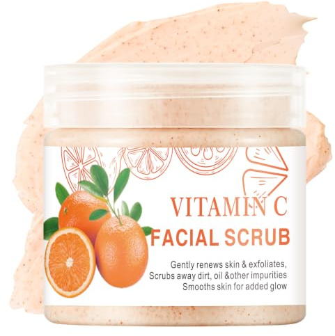 Face Scrub with Vitamin C Facial Exfoliator Facial Peeling Exfoliating Microdermabrasion Face Scrub Face Wash Cleanser for Blackheads Dull Skin 100g