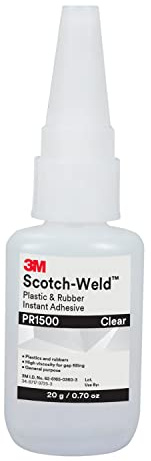 3M Scotch-Weld Plastic & Rubber Instant Adhesive PR1500, Clear, 20 Gram Bottle