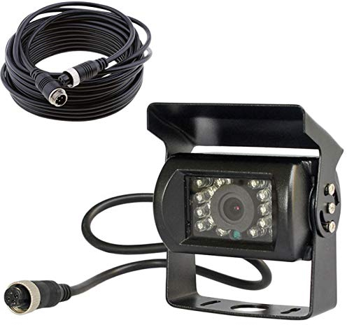 4-polige robuste Nachtsicht-Rückfahrkamera mit 18 IR-LEDs, wasserdicht, für Busse, LKW, Anhänger, 12 V-24 V, mit 15 m langem, 4-poligen Kabel