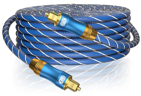 EMK 10M Digital Optical Audio Cable (Toslink S/PDIF) with 24K Gold-Plated Connectors - Compatible with Sound Bars, Blu-Ray Players & Home Theater Systems (Blue)