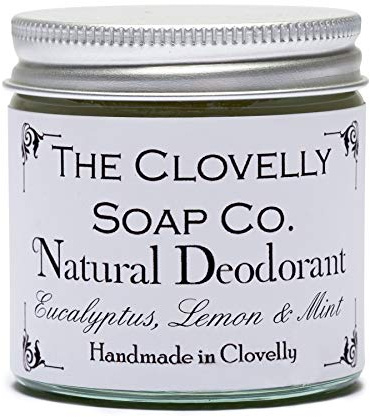 Clovelly Soap Co Natural Handmade Deodorant Balm Eucalyptus, Lemon & Mint 60g Glass Jar