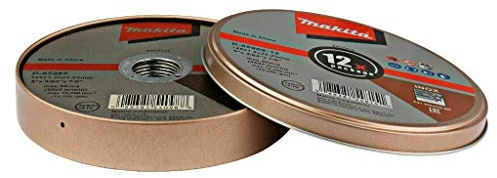 Makita D-65969-12 Trennscheiben INOX 125 x 1,0 mm, 12 Stück in Metalldose, für Stahl, Edelstahl, extra dünn, WA46R-BF, EN12413