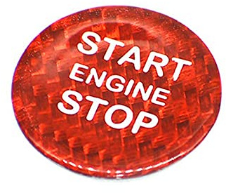 ontto Adhesivo de Fibra de Carbono para Coche, para Alfa Romeo Giulia Stelvio Keyless Go, Interruptor de Encendido, botón de Encendido, decoración de Color Rojo
