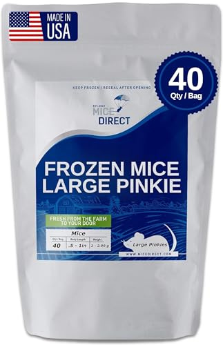 MiceDirect 40 Frozen Mice Pinkie Feeders Snake Food for Corn Ball Pythons Lizards (.5-1 in) (80 Grams Min)