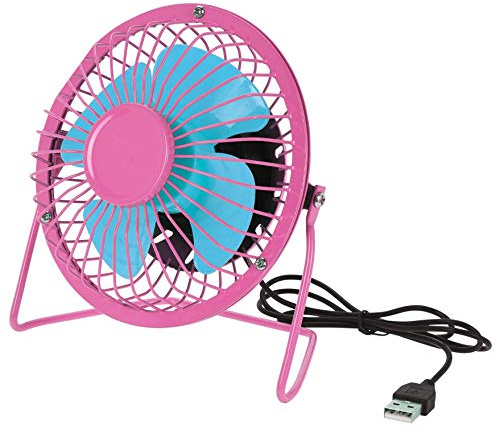 MIK funshopping USB-Ventilator Mini Retro Fan Summer Holidays 14.6 x 15 cm (Pink - Blau)