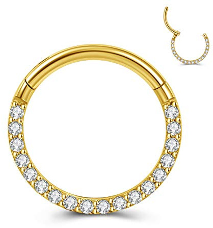 JSDDE Chirurgenstahl Segmentring Clicker mit Kristall 16ga Creolen Septum Tragus Helix Ohrpiercing Nasenpiercing Lippenpiercing Hoop Ring Ohrstecker 8-10mm