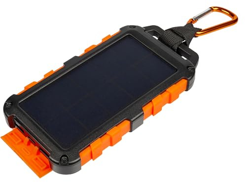 Xtorm by A-Solar Solar Ladegerät 10.000 mAh Powerbank für den Außenbereich mit Power-Akku, 20-W-USB-C Ausgang und LED-Taschenlampe, Schwarz/Orange, XR104, Multicolor
