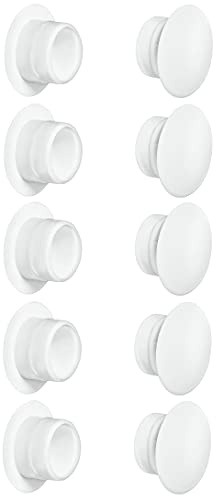 cyclingcolors 10x Abdeckkappen Kunststoff Blindbohrung Stopfen Blindstopfen Abdeckung Möbel (Ø15mm/weiß RAL 9010)