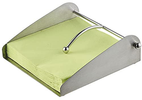 KaMel GmbH Serviettenhalter aus Edelstahl mit Gewicht, Serviettenständer in Silber für handelsübliche Papierservietten
